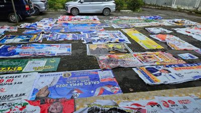 Panwaslih Aceh Tengah Bersihkan APK yang Melanggar