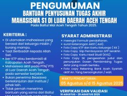 Baitul Mal Aceh Tengah Beri Bantuan Penyusunan Skripsi Untuk Mahasiswa di Luar Daerah, Cek Syaratnya